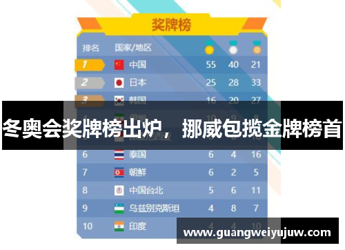 冬奥会奖牌榜出炉，挪威包揽金牌榜首